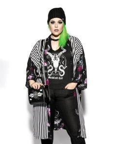 ACDC Womens Dark Floral Long Duster - Kimono