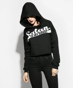Blackcraft Cult Satan Is My Daddy - Women's Cropped Hoodie