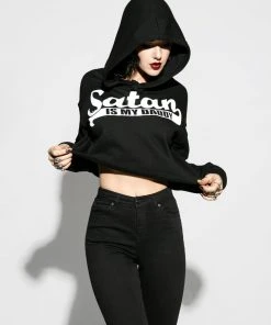 Blackcraft Cult Satan Is My Daddy - Women's Cropped Hoodie