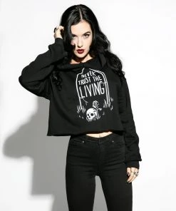 Blackcraft Cult Never Trust The Living - Women's Cropped Hoodie Womens