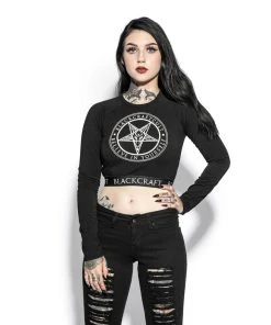 ACDC Pentagram - Women's Long Sleeve Crop Womens