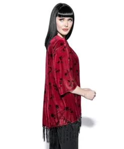 ACDC Womens Pentagram Rose - Velvet Kimono