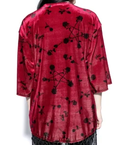 ACDC Womens Pentagram Rose - Velvet Kimono
