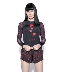 ACDC Womens Pentagram Rose Rash Guard