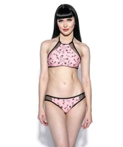 ACDC Pink Pentagram Rose Mesh Swim Bottom Womens 15 ACDC Pink Pentagram Rose Mesh Swim Bottom Womens