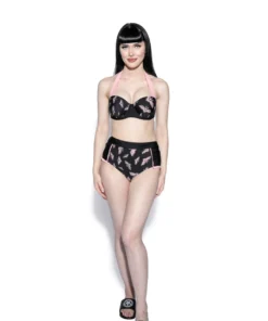 ACDC Pink Bat Swim Top Womens