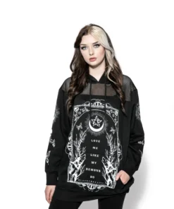ACDC Love Me Like My Demons Do - Oversized Mesh Hoodie Womens