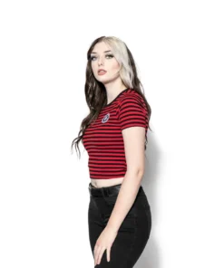 ACDC Believe In Yourself - Red Striped Women's Crop Tee