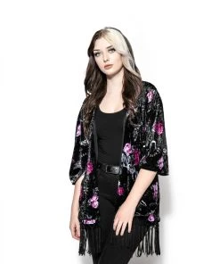 ACDC Dark Floral - Velvet Kimono