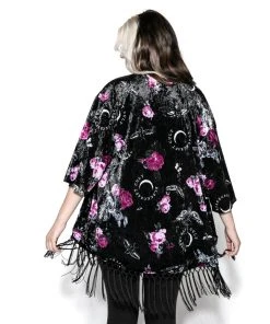 ACDC Dark Floral - Velvet Kimono