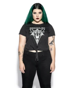 ACDC Womens Six Eyed Baphomet - Tie Front Crop Tee