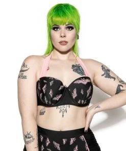 ACDC Pink Bat Swim Top Womens