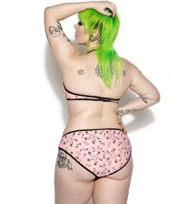 ACDC Pink Pentagram Rose Mesh Swim Top