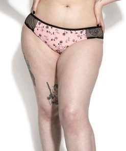 ACDC Pink Pentagram Rose Mesh Swim Bottom Womens 12 ACDC Pink Pentagram Rose Mesh Swim Bottom Womens