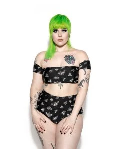 ACDC Pastel Death Moth Off The Shoulder Swim Top