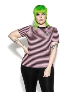 ACDC Believe In Yourself - Pink Striped Women's Tee