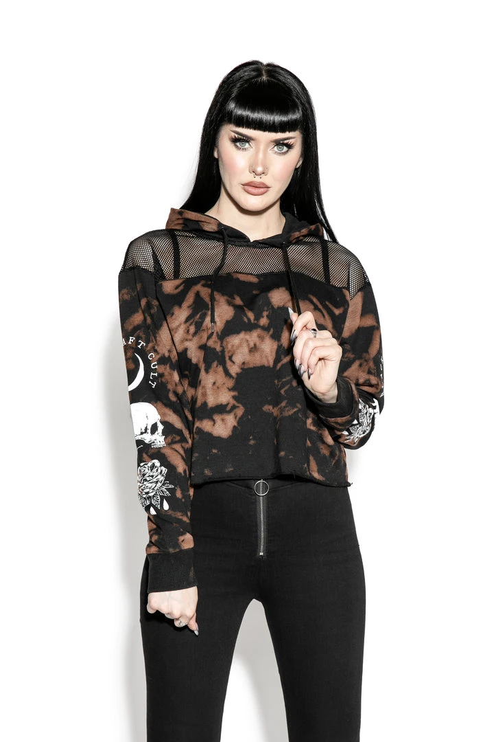 ACDC Womens Spirits Of The Dead - Bleach Wash Mesh Crop Hoodie 5 ACDC Womens Spirits Of The Dead - Bleach Wash Mesh Crop Hoodie