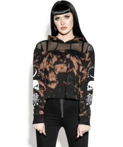 ACDC Womens Spirits Of The Dead - Bleach Wash Mesh Crop Hoodie 9 ACDC Womens Spirits Of The Dead - Bleach Wash Mesh Crop Hoodie