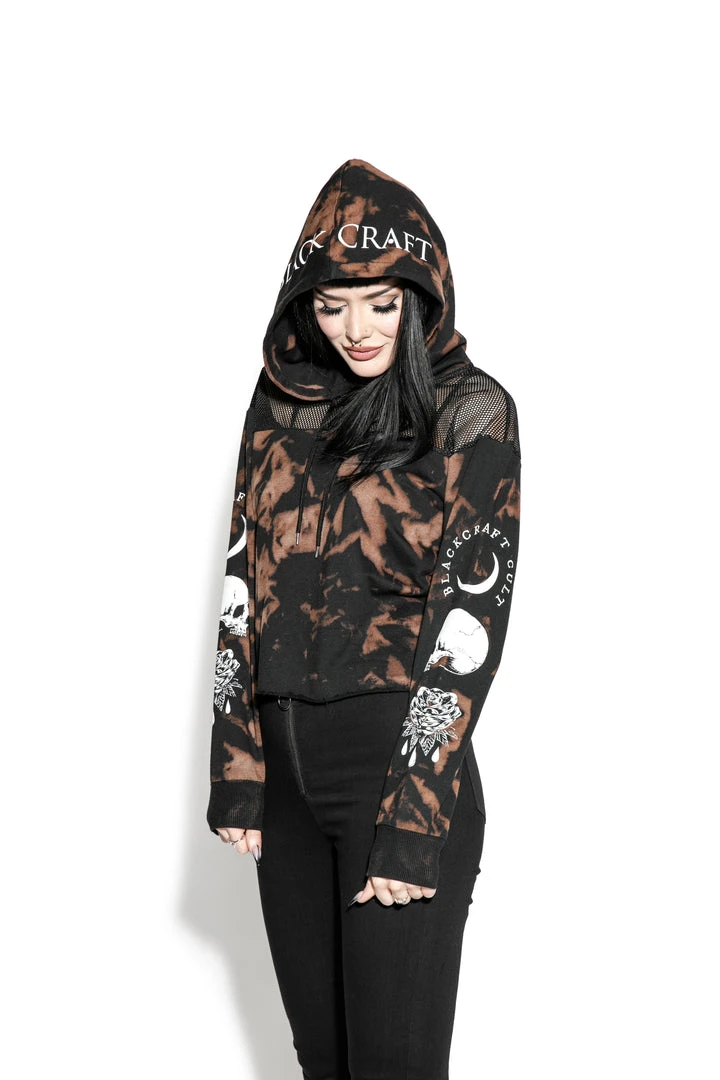 ACDC Womens Spirits Of The Dead - Bleach Wash Mesh Crop Hoodie 3 ACDC Womens Spirits Of The Dead - Bleach Wash Mesh Crop Hoodie