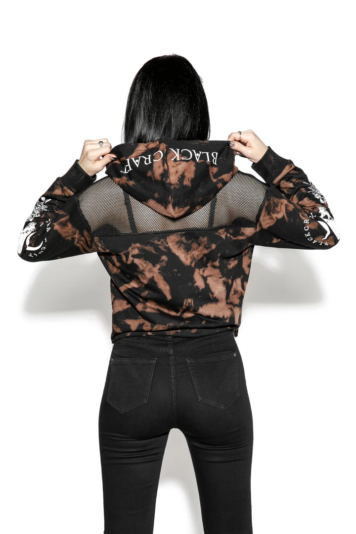 ACDC Womens Spirits Of The Dead - Bleach Wash Mesh Crop Hoodie 4 ACDC Womens Spirits Of The Dead - Bleach Wash Mesh Crop Hoodie