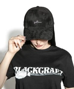 Reach Satan - Black Faux Suede Dad Hat
