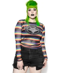 ACDC Believe In Yourself - Rainbow Long Sleeve Mesh Top Mens