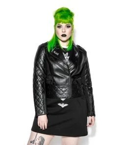 HK East BCC Quilted Faux Leather Moto Jacket