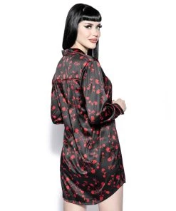 ACDC Womens Pentagram Rose - Silky Pajama Dress