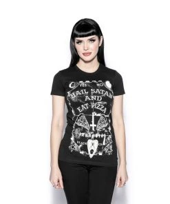 Blackcraft Cult Hail Satan And Eat Pizza - Women's Tee