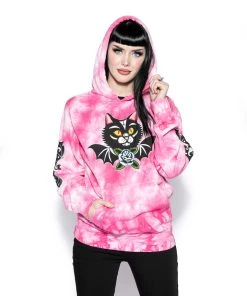 Blackcraft Cult Frickin' Bats - Pink Tie Dye Hooded Pullover Mens