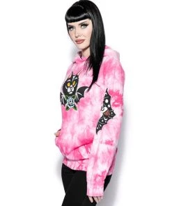 Blackcraft Cult Frickin' Bats - Pink Tie Dye Hooded Pullover Mens