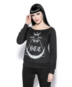 Blackcraft Cult Womens Moth Moon - Women's Scoop Neck Sweater