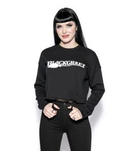 Blackcraft Cult Blackcraft Broom Logo - Women's Cropped Crewneck