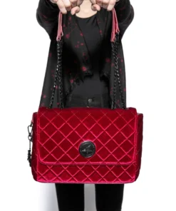 IDS Oxblood Velvet - Quilted Flap Satchel