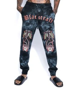 Blackcraft Cult Mens Bat Roost - Black Tie Dye Joggers