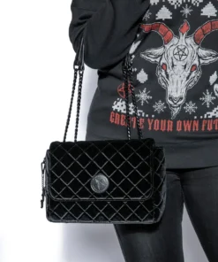 IDS Bags / Wallets Black Velvet - Quilted Flap Satchel