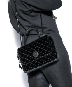 IDS Bags / Wallets Black Velvet - Quilted Flap Satchel