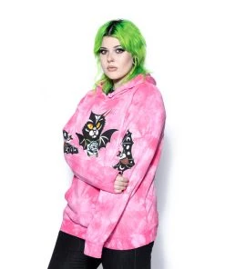 Blackcraft Cult Frickin' Bats - Pink Tie Dye Hooded Pullover Mens