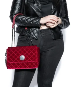 IDS Oxblood Velvet - Quilted Flap Satchel