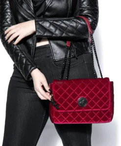 IDS Oxblood Velvet - Quilted Flap Satchel