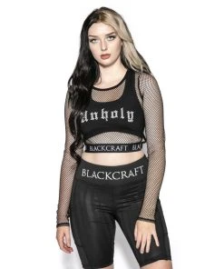 ACDC Womens Blackcraft - Women's Fishnet Long Sleeve Crop