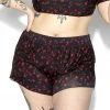 ACDC Womens Pentagram Rose Swim Shortie