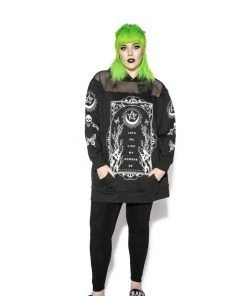 ACDC Love Me Like My Demons Do - Oversized Mesh Hoodie Womens