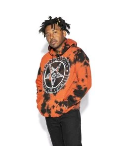 ACDC Believe In Yourself - Orange Lightning Dye Hooded Pullover Mens