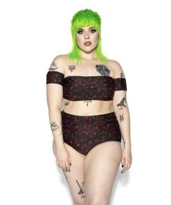 ACDC Pentagram Rose High Waist Swim Bottom