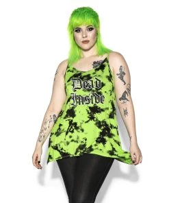 ACDC Dead Inside - Green Lightning Dye Tank Top Womens