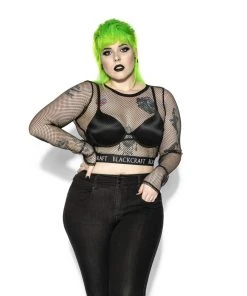 ACDC Womens Blackcraft - Women's Fishnet Long Sleeve Crop