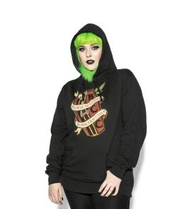 Blackcraft Cult Mens Coffin Skeleton - Hooded Pullover Sweater