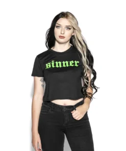Blackcraft Cult Green Sinner - Flowy Crop Tee Womens