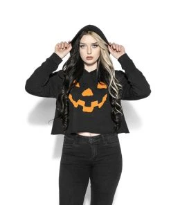 Blackcraft Cult Pumpkin - Women's Cropped Hoodie